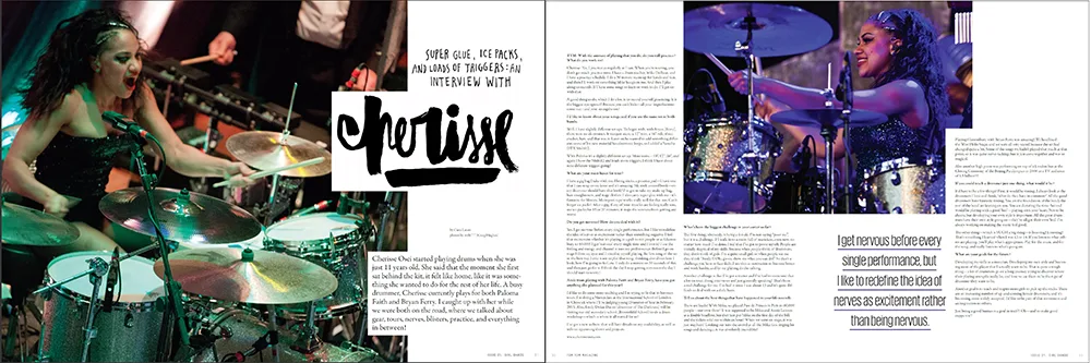 Drummer Magazine — Cherisse Osei — feature interview, published photography by myb777