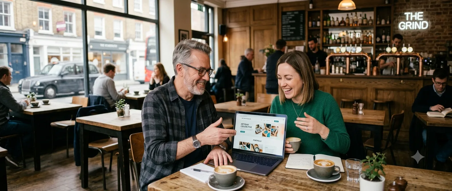 Web designer discussing a new WordPress website with a client